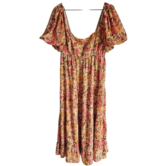 Show Me Your Mumu Floral Linds Midi Dress In Pretty Poppy - Picture 3 of 14